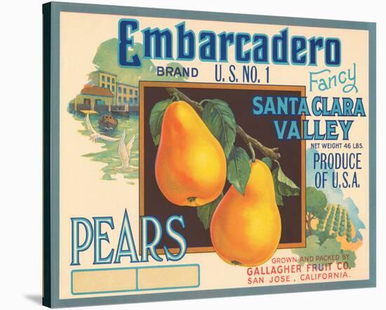 Embarcadero Brand Fancy Pears, Santa Clara Valley, U.S. No. 1-null-Stretched Canvas