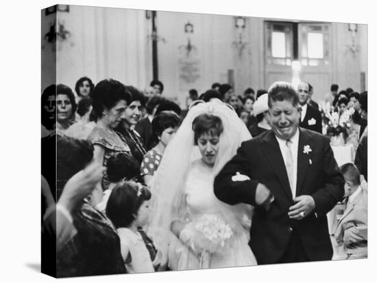 Emotional Italian Father Weeping as He Walks His Daughter Down the Aisle-Paul Schutzer-Premier Image Canvas