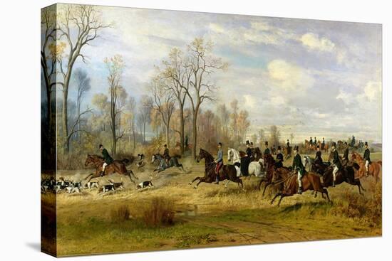 Emperor Franz Joseph I of Austria Hunting to Hounds with the Countess Larisch in Silesia, 1882-Emil Adam-Premier Image Canvas