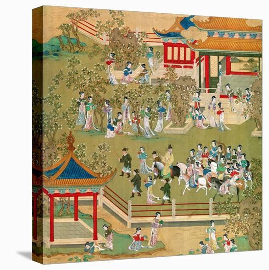 Emperor Yang Ti Strolling in His Gardens with His Wives, from a History of Chinese Emperors-null-Premier Image Canvas