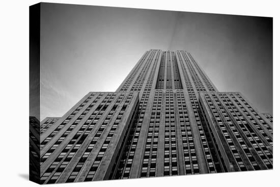 Empire State Building From Street B/W-null-Stretched Canvas