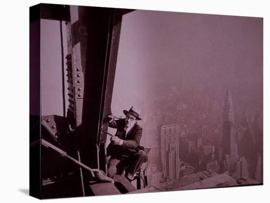 Empire State Building under Construction, Showing an Inspector Checking Work, 1930 (B/W Photo)-Lewis Wickes Hine-Premier Image Canvas