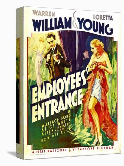 Employees' Entrance, Warren William, Loretta Young on Window Card, 1933-null-Stretched Canvas