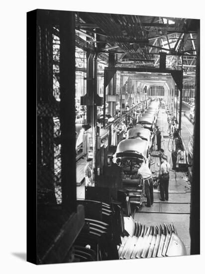 Employees Working on Cars as They Move Down Assembly Line-Ralph Morse-Premier Image Canvas