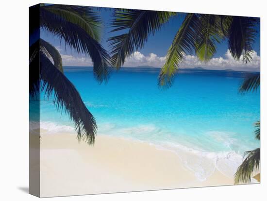 Empty Beach and Palms Trees, Seychelles, Indian Ocean, Africa-Sakis Papadopoulos-Premier Image Canvas