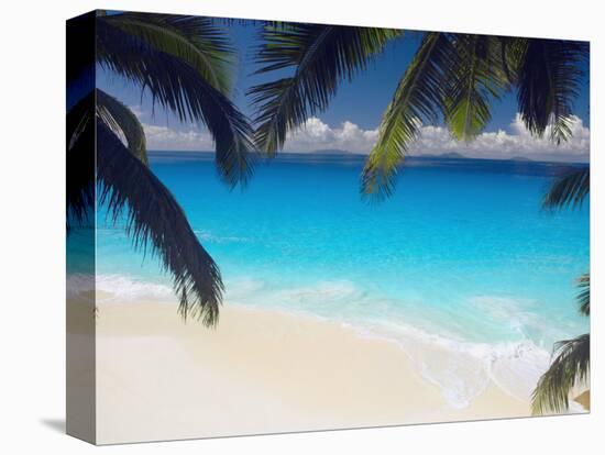 Empty Beach and Palms Trees, Seychelles, Indian Ocean, Africa-Sakis Papadopoulos-Premier Image Canvas