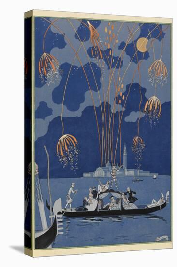 En bateau Fireworks in Venice People in a gondola-Georges Barbier-Premier Image Canvas