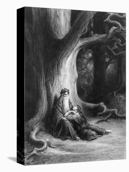 Enchanter Merlin and the Fairy in Forest of Broceliande, from 'Vivien', Poem by Alfred Tennyson-Gustave Doré-Premier Image Canvas