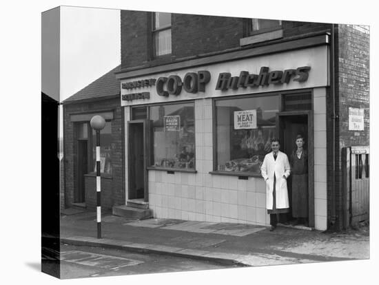 End of Rationing, Meat and Bacon on Sale at the Barnsley Co-Op Butchers, South Yorkshire, 1954-Michael Walters-Premier Image Canvas