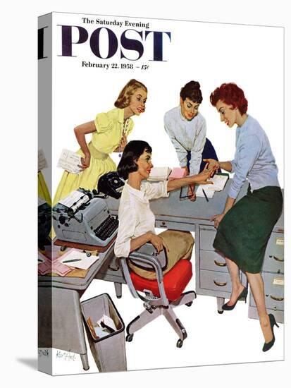 "Engagement Ring" Saturday Evening Post Cover, February 22, 1958-Kurt Ard-Premier Image Canvas