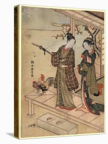 Engawa No Wakashu to Onna-Suzuki Harunobu-Premier Image Canvas