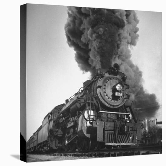 Engine Spewing Smoke as Train Proceeds En Route-John Phillips-Premier Image Canvas