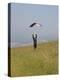 England, Isle of Wight; Boy Flying a Kite on the Downs Near Compton Bay in Southwest of the Island-Will Gray-Premier Image Canvas