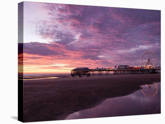 England, Lancashire, Blackpool, Central Pier Sunset-Mark Sykes-Premier Image Canvas