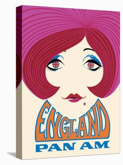 England - Pan American World Airways - Vintage Airline Travel Poster, 1960’s-Pacifica Island Art-Stretched Canvas