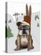 English Bulldog, Skiing-Fab Funky-Stretched Canvas