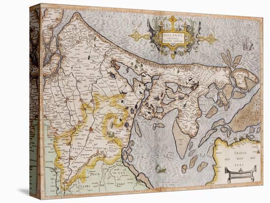 Engraved, Hand Colored Map of Holland, 1595-Gerardus Mercator-Premier Image Canvas