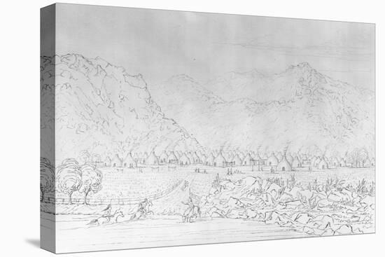 Engraving of a Pawnee Village after George Catlin-null-Premier Image Canvas