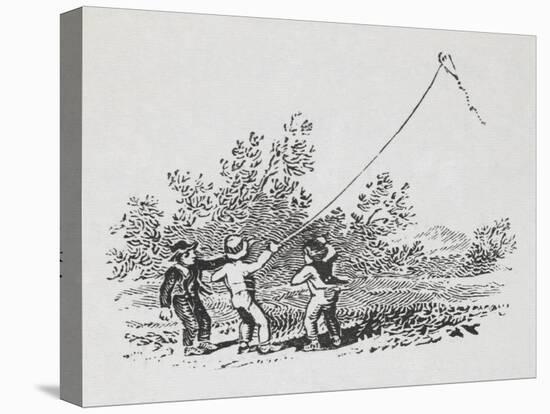 Engraving Of Three Boys Playing With a Kite-Thomas Bewick-Premier Image Canvas