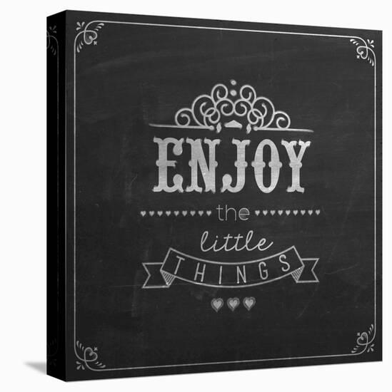 Enjoy the Little Things Quote Typographical Background on Blackboard with Chalk-Melindula-Stretched Canvas