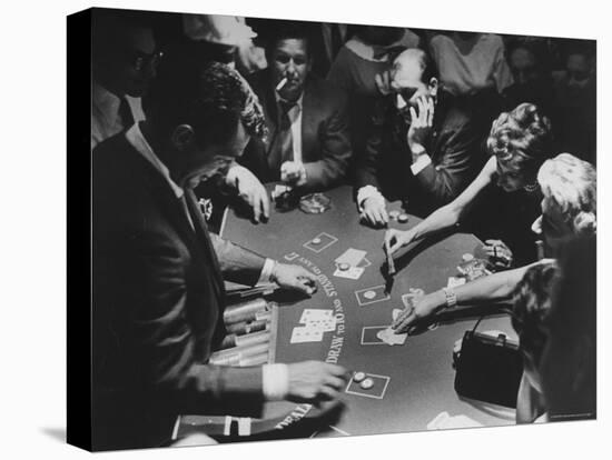 Entertainer Dean Martin Running His Own Game of Blackjack at a Casino-Allan Grant-Premier Image Canvas