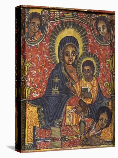 Enthroned Virgin with Child and Angels, Detail from Triptych. Ethiopia, 18th-19th Century-null-Premier Image Canvas