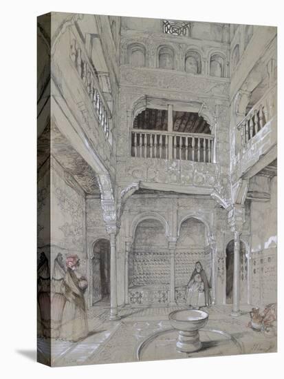 Entrance to the Baths at the Alhambra (Graphite and White Bodycolour with Brief Touches of Watercol-John Frederick Lewis-Premier Image Canvas