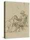 Ephèbe assis donnant à boire dans une coupe à une lionne ou Bacchus,étude pour les fresques de-Eugene Delacroix-Premier Image Canvas