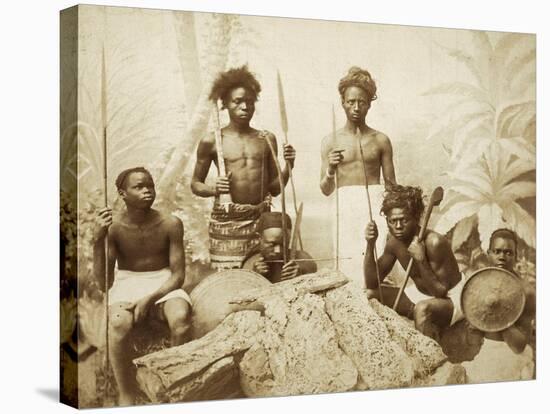 Eritrea, Eritrean Warriors with Spears, Bows and Shields, Circa 1880-null-Premier Image Canvas