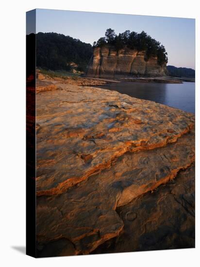 Eroded limestone and Tower Rock, Mississippi River, Perry County, Missouri, USA-Charles Gurche-Premier Image Canvas