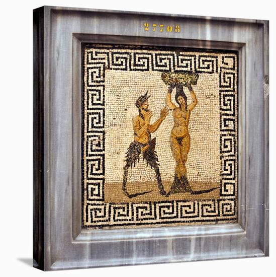 Erotic Tile Mosaic of Pan and Hamadryad from Pompeii, Nat'l Archaeological Museum, Naples, Italy-Miva Stock-Premier Image Canvas