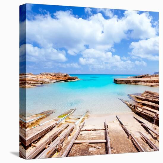 Es Calo De San Agusti Port in Formentera Island Wooden Boat Railways-Natureworld-Premier Image Canvas