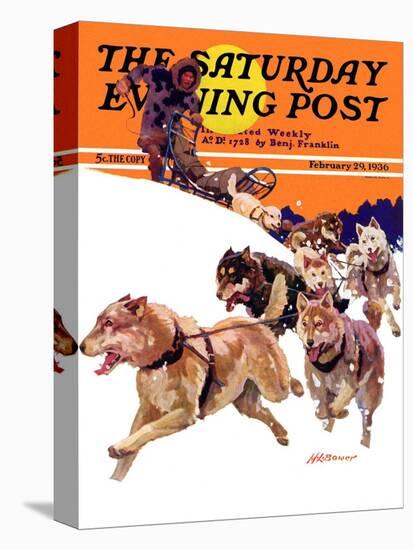 "Eskimo and Dog Sled," Saturday Evening Post Cover, February 29, 1936-Maurice Bower-Premier Image Canvas