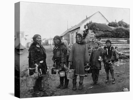 Eskimo Berry Pickers in Nome, Alaska Photograph - Nome, AK-Lantern Press-Stretched Canvas