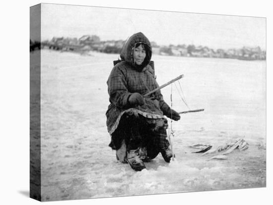 Eskimo Ice Fishing in Nome, Alaska Photograph - Nome, AK-Lantern Press-Stretched Canvas