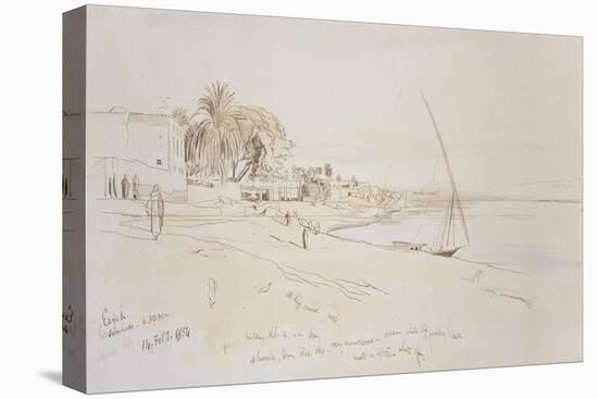 Esneh, Egypt, 1854 (Pen and Brown Ink with Watercolour over Graphite on Off-White Paper)-Edward Lear-Premier Image Canvas