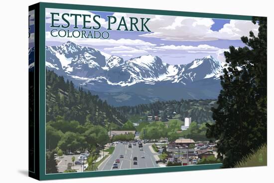 Estes Park, Colorado - Town Scene-Lantern Press-Stretched Canvas