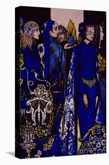 "Etain, Helen, Maeve and Fand, Golden Deirdre's Tender Hand" Illustration by Harry Clarke from…-Harry Clarke-Premier Image Canvas