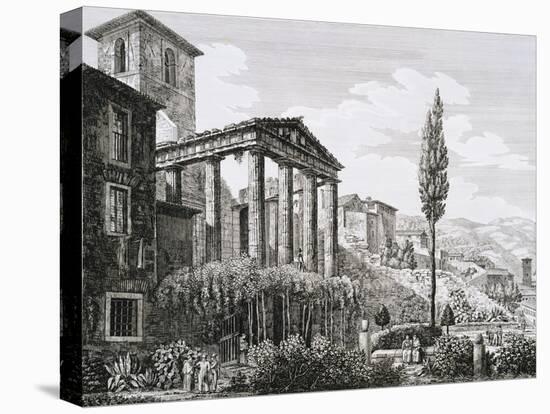 Etching of Temple of Hercules with Tourists and Gardens-Luigi Rossini-Premier Image Canvas