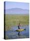 Ethiopia, Lake Awassa; a Young Boy Punts a Traditional Reed Tankwa Through the Reeds-Niels Van Gijn-Premier Image Canvas