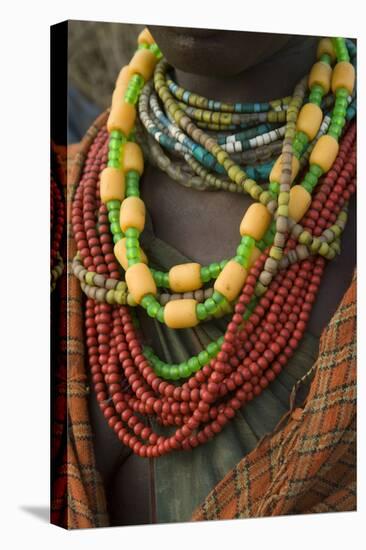 Ethiopia: Lower Omo River Basin, Omo Delta, a woman's beaded necklaces-Alison Jones-Premier Image Canvas