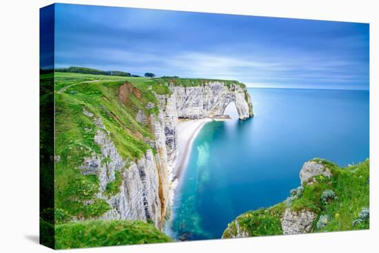 Etretat, La Manneporte Natural Rock Arch Wonder, Cliff and Beach. Long Exposure Photography. Norman-stevanzz-Premier Image Canvas