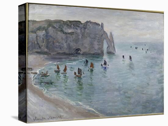 Etretat, la porte d'Aval : bateau de pêche sortant du port-Claude Monet-Premier Image Canvas