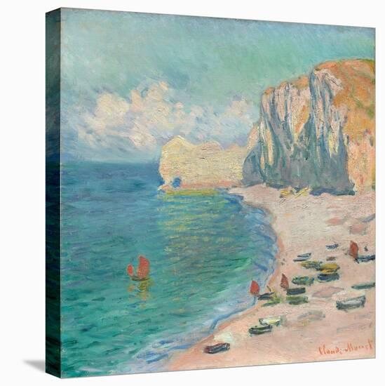 Étretat: the Beach and the Falaise D'amont, 1885 (Oil on Canvas)-Claude Monet-Premier Image Canvas