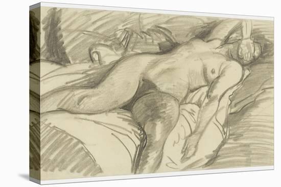 Etude de femme nue, couchée sur un lit cachant le visage de sa main droite-Théophile Alexandre Steinlen-Premier Image Canvas
