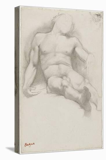 Étude - Homme Nu Couché, 1856-58 (Graphite on Cream Coloured Paper)-Edgar Degas-Premier Image Canvas