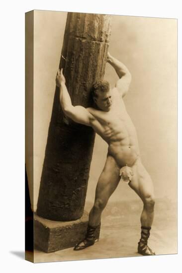 Eugen Sandow Holding a Pillar, in Classical Ancient Greco-Roman Pose, C.1897-null-Premier Image Canvas