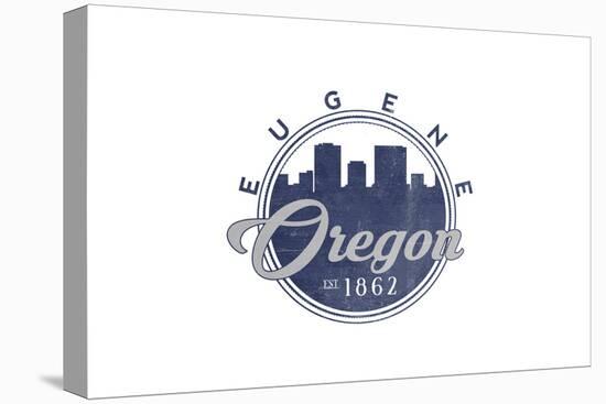 Eugene, Oregon - Skyline Seal (Blue)-Lantern Press-Stretched Canvas