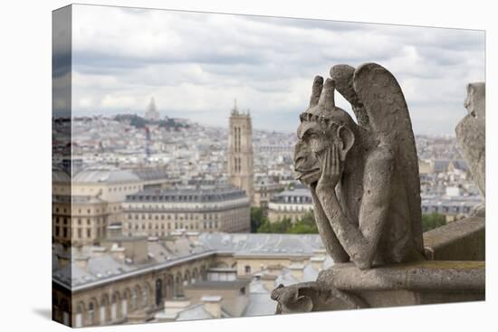 Europe, France, Paris. a Gargoyle on the Notre Dame Cathedral-Charles Sleicher-Premier Image Canvas