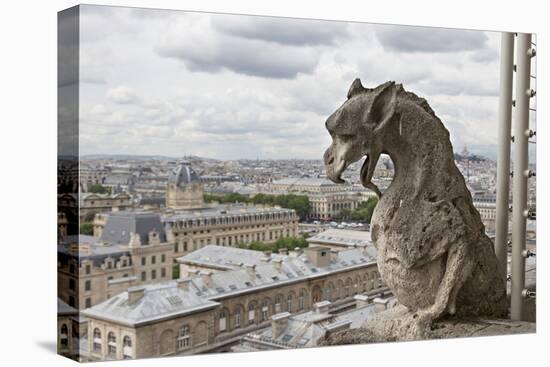 Europe, France, Paris. A gargoyle on the Notre Dame Cathedral.-Charles Sleicher-Premier Image Canvas